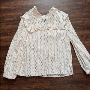 Madewell Cream Eyelet Long Sleeve Top